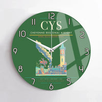 Thumbnail for Cheyenne Regional Airport (CYS) design on green no frame wall clock