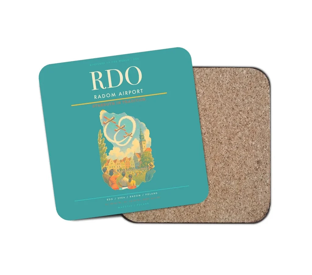 Radom Airport (RDO) design on turquoise 1 piece coaster