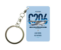 Thumbnail for Cessna 206 Stationair design on light blue designed key chain, double-side print