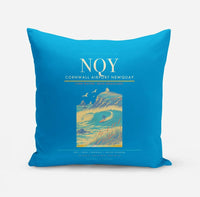 Thumbnail for Cornwall Airport Newquay (NQY) design on turquoise pillow