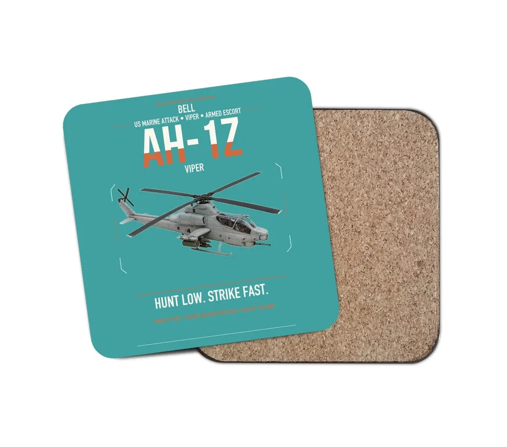 Bell AH-1Z Viper design on turquoise 1 piece coaster