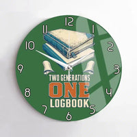 Thumbnail for Two Generations One Logbook design on green no frame wall clock