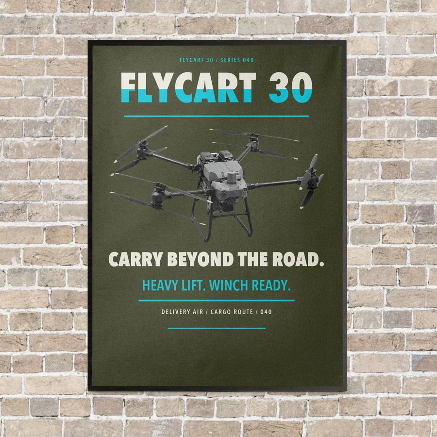 DJI FlyCart 30 vertical canvas print - framed - green army background