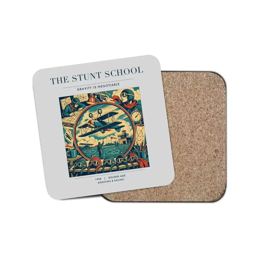 The Stunt School - Designed Coasters design on light gray 1-piece