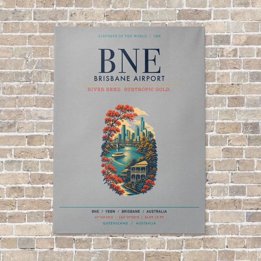 Brisbane Airport BNE vertical canvas print - no frame - light gray background