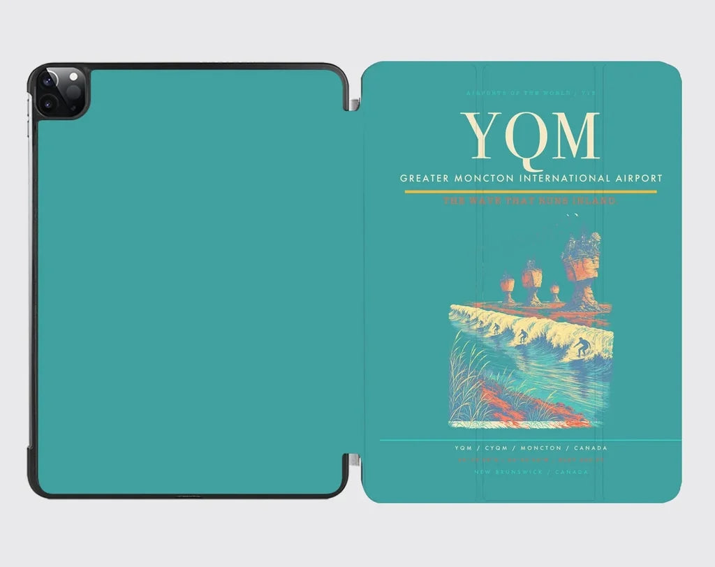 Greater Moncton International Airport (YQM) design on turquoise ipad tablet case