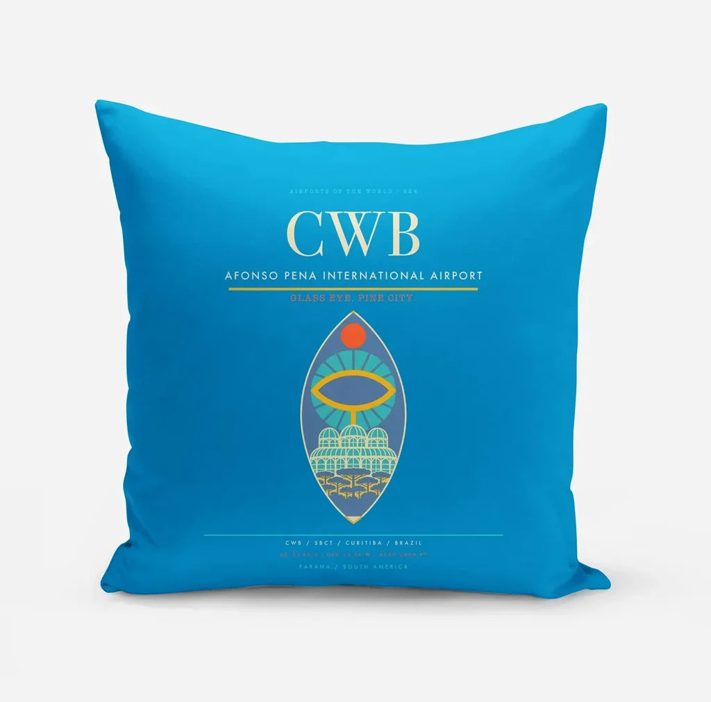Afonso Pena International Airport (CWB) design on turquoise pillow