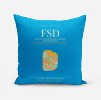 Thumbnail for Sioux Falls Regional Airport Joe Foss Field (FSD) design on turquoise pillow