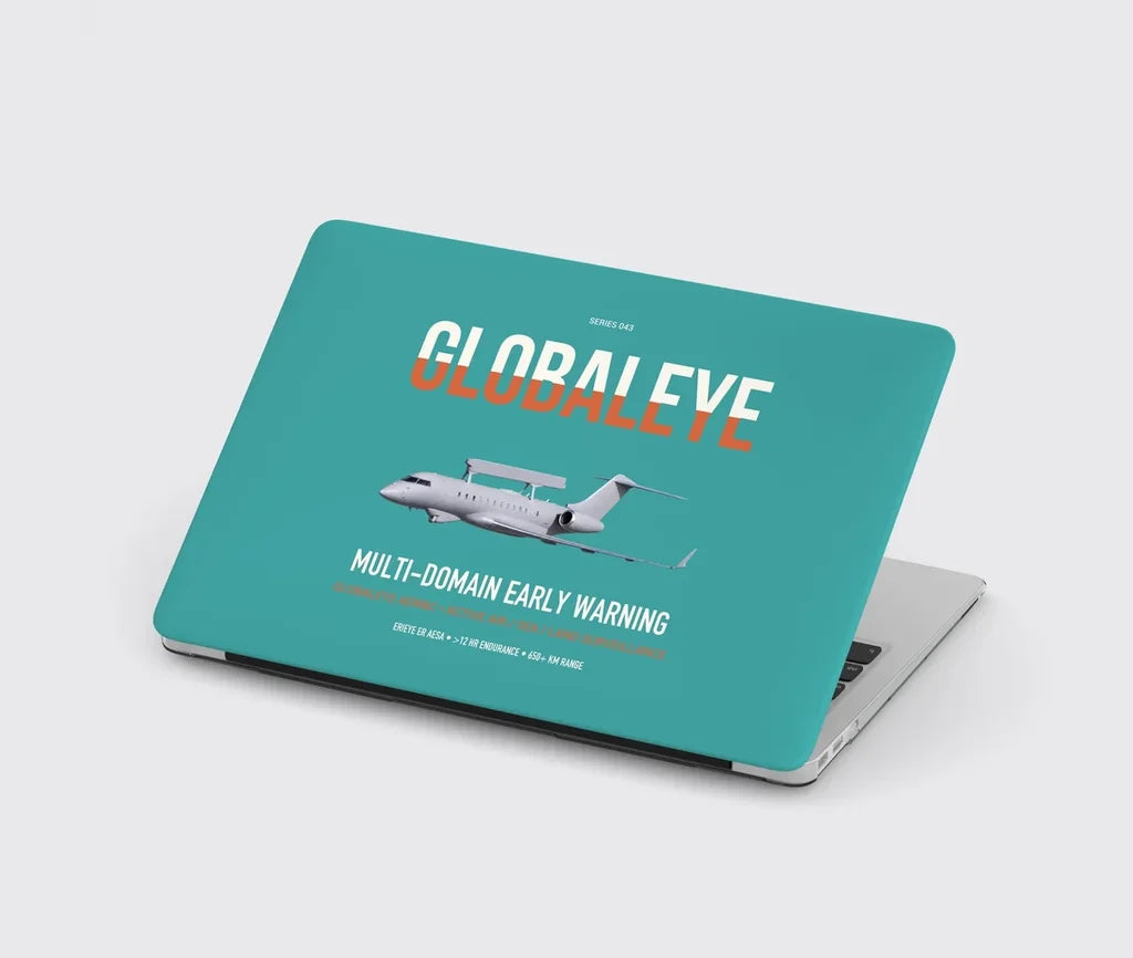 Saab GlobalEye design on turquoise MacBook case