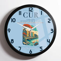 Thumbnail for Curaçao International Airport (CUR) design on light blue framed wall clock