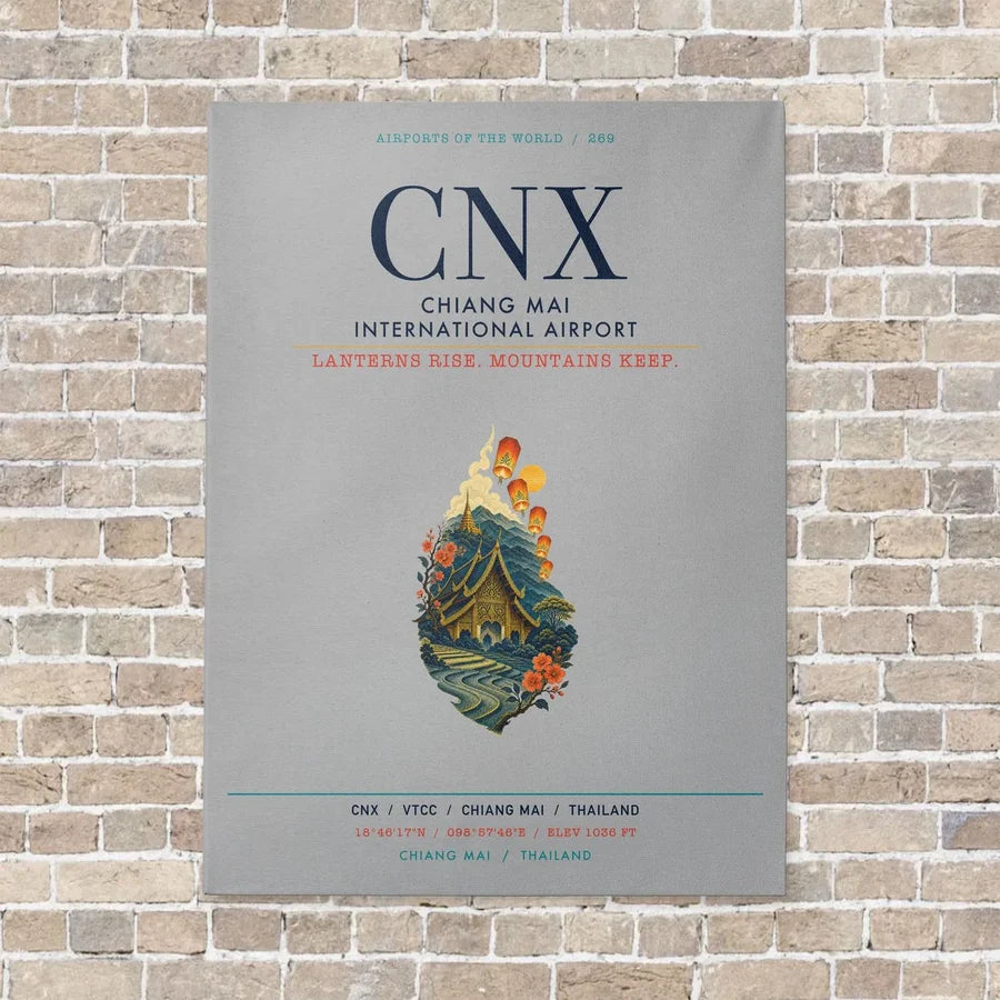 Chiang Mai International Airport CNX vertical canvas print - no frame - light gray background