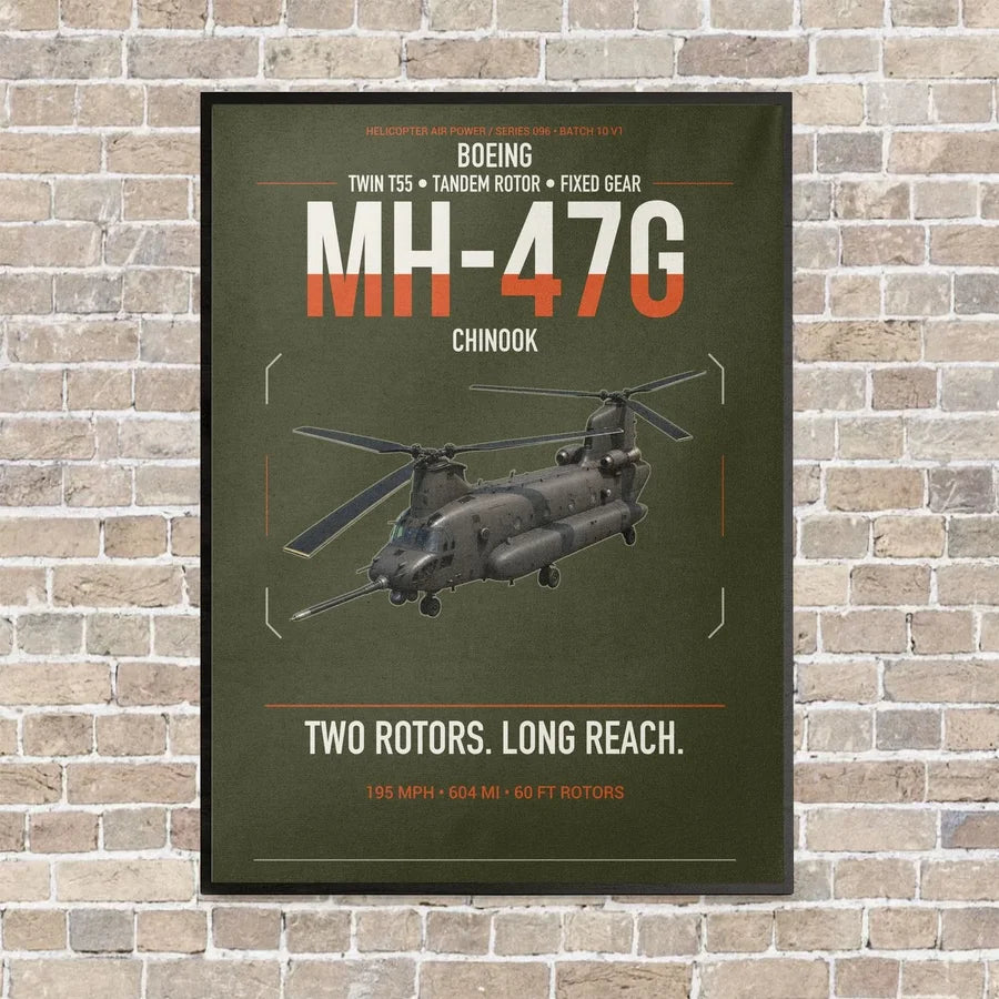 Boeing MH-47G Chinook vertical canvas print - framed - green army background