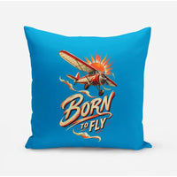 Thumbnail for Born To Fly V2 design on turquoise pillow