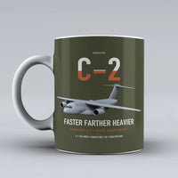 Thumbnail for Kawasaki C-2 design on green army ceramic mug, double-side print