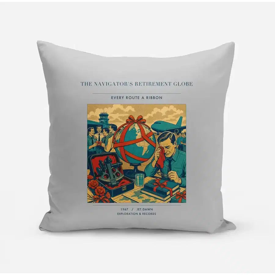 VINTAGE G4435 - The Navigator's Retirement Globe - Designed Pillows design on lightgray