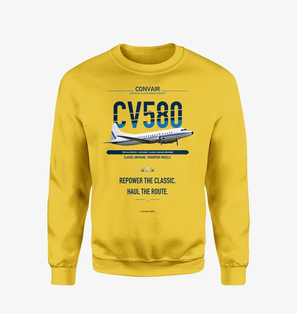 Convair 580 design on yellow sweatshirt