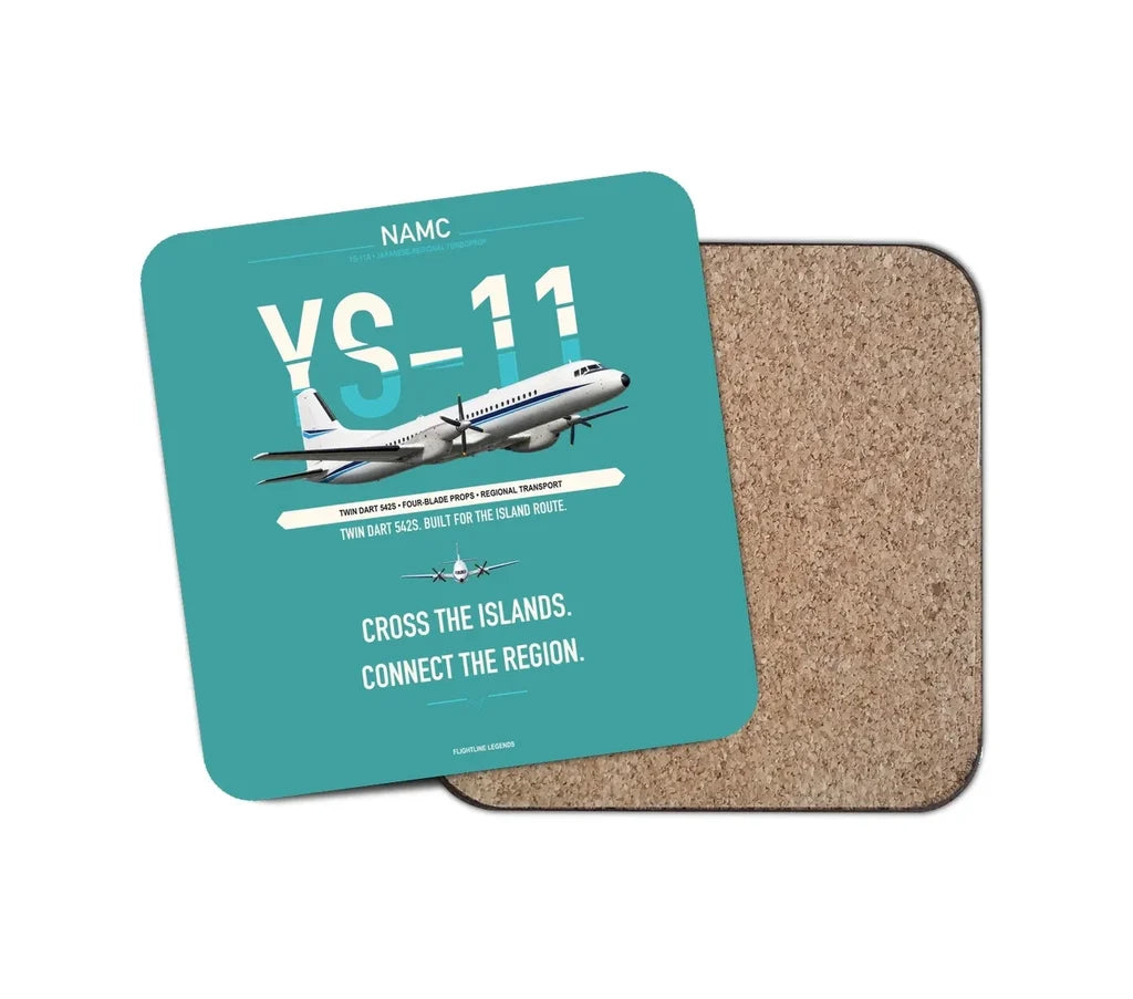 NAMC YS-11A design on turquoise 1 piece coaster