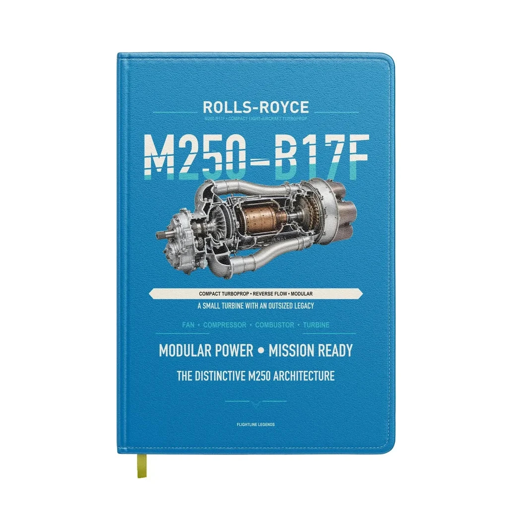 M250-B17F design on turquoise notebook