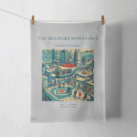 Thumbnail for VINTAGE G4127 - The Heliport Downtown - Designed Towels design on lightgray
