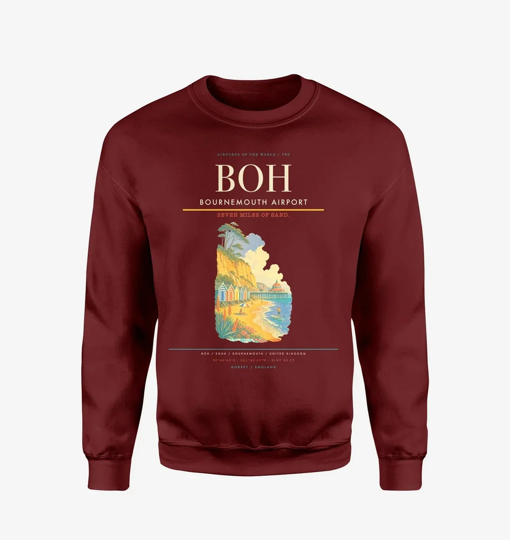 Bournemouth Airport BOH Sweatshirt - Wine Red