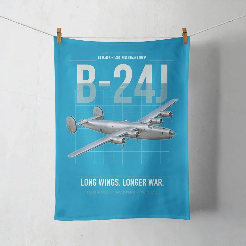 B-24J Liberator design on turquoise towel