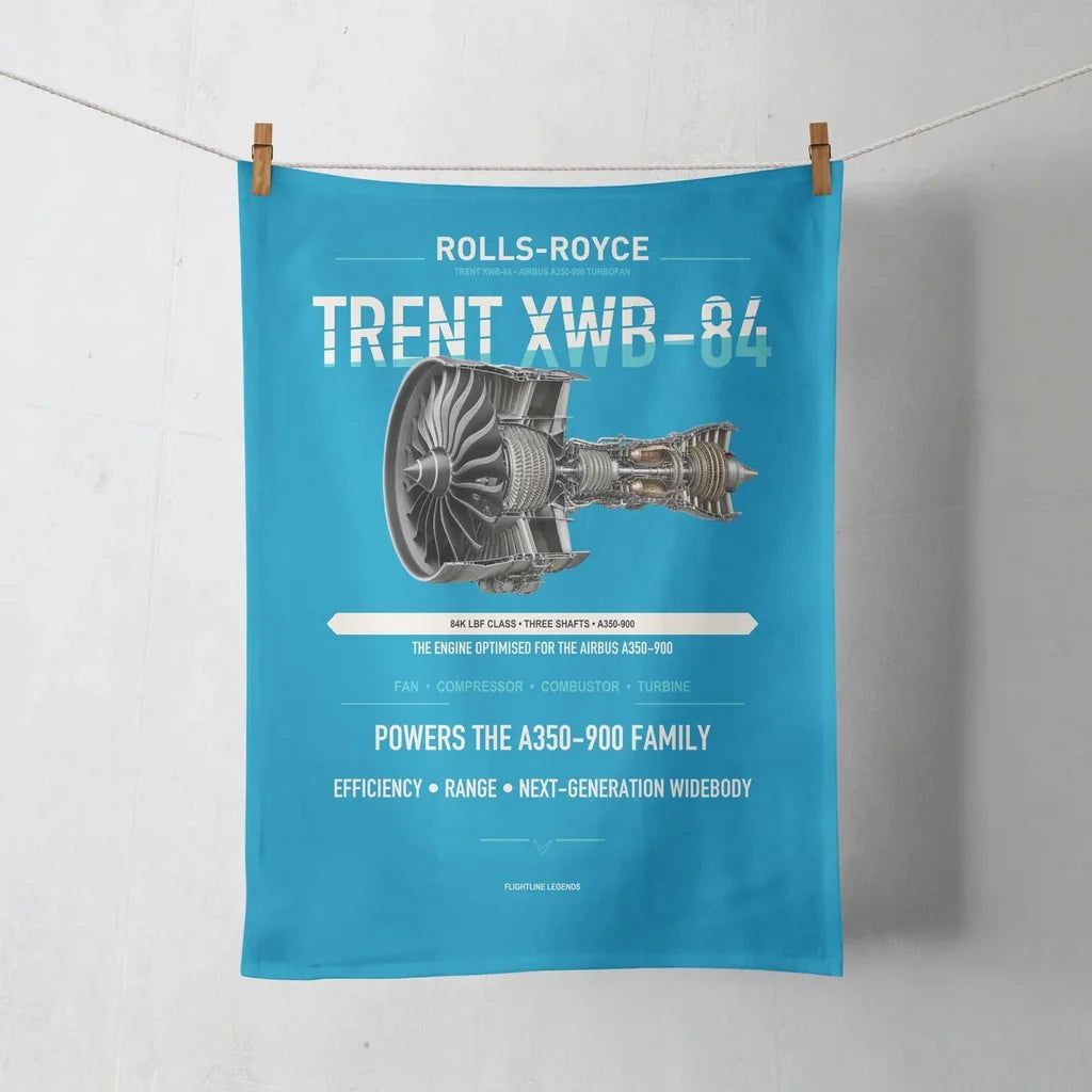 TRENT XWB-84 design on turquoise towel