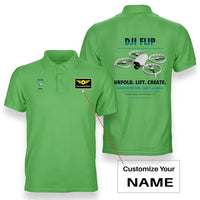 Thumbnail for DJI Flip design on light green polo with custom name badge