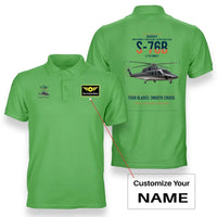 Thumbnail for Sikorsky S-76B design on light green+name double-side polo t-shirt, double-side print