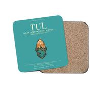 Thumbnail for Tulsa International Airport (TUL) design on turquoise 1 piece coaster