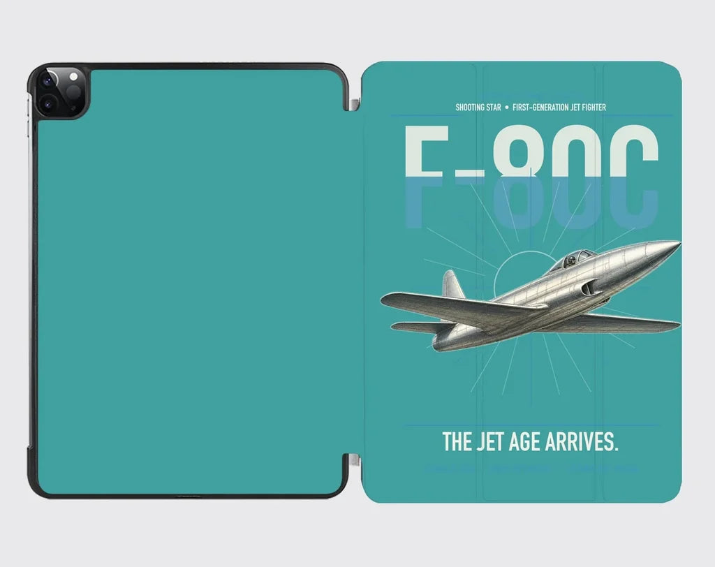F-80C Shooting Star design on turquoise ipad tablet case