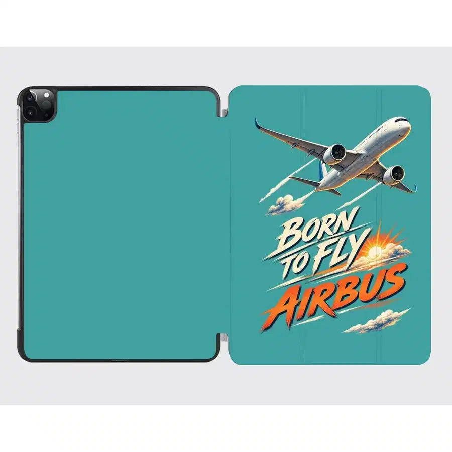 Born To Fly Airbus design on turquoise ipad tablet case