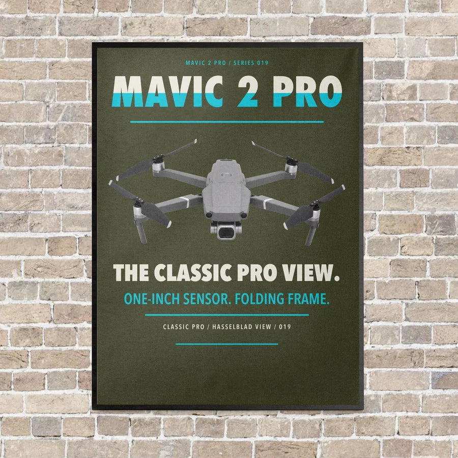 DJI Mavic 2 Pro vertical canvas print - framed - green army background
