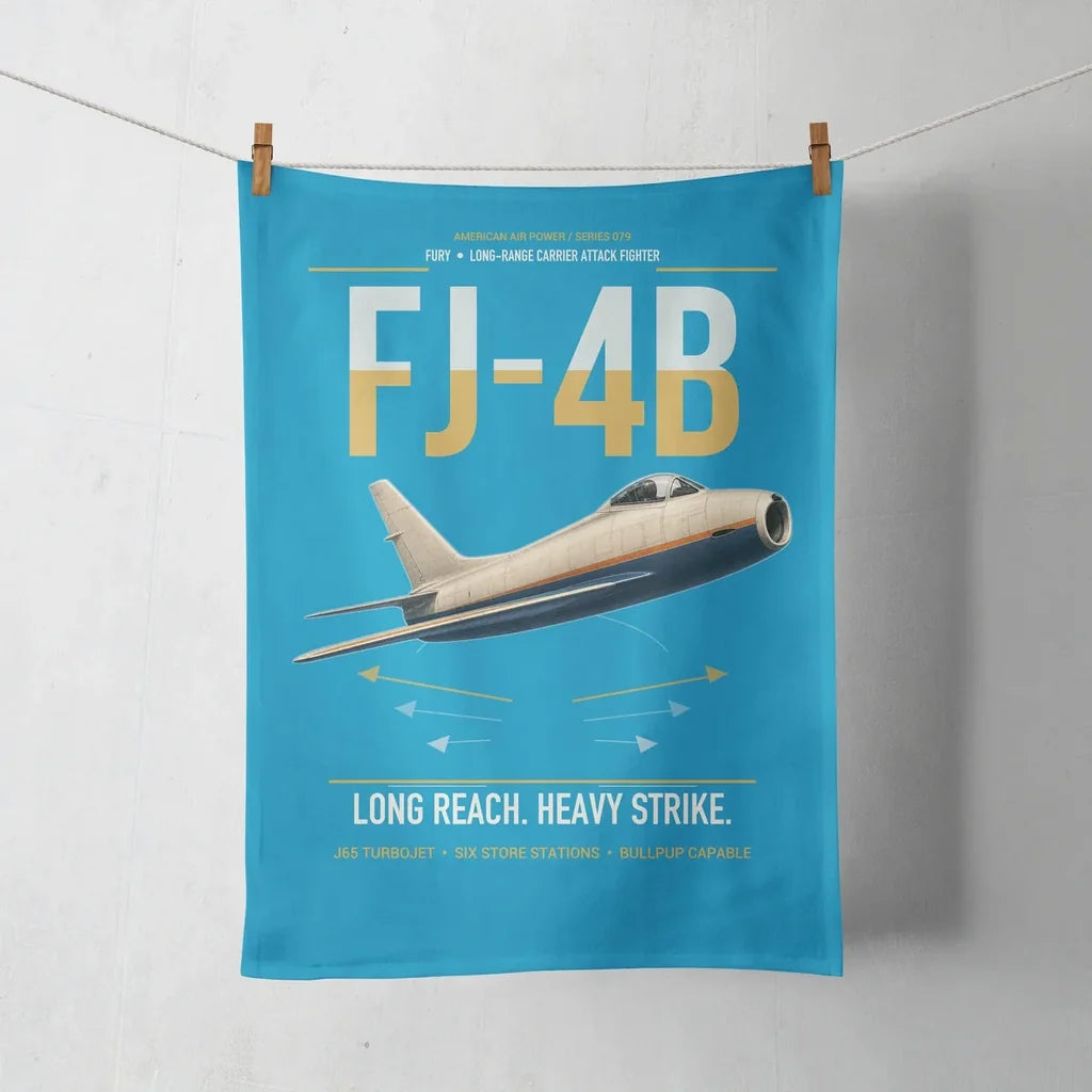 FJ-4B Fury design on turquoise towel