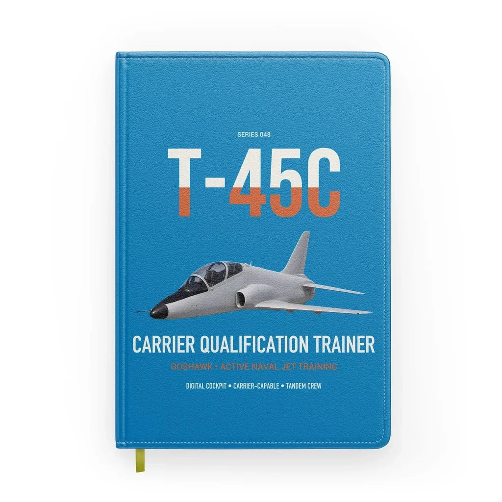 T-45C Goshawk design on turquoise notebook