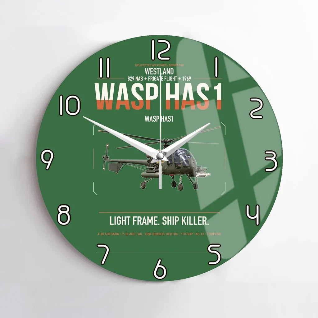 Westland Wasp HAS1 design on green no frame wall clock