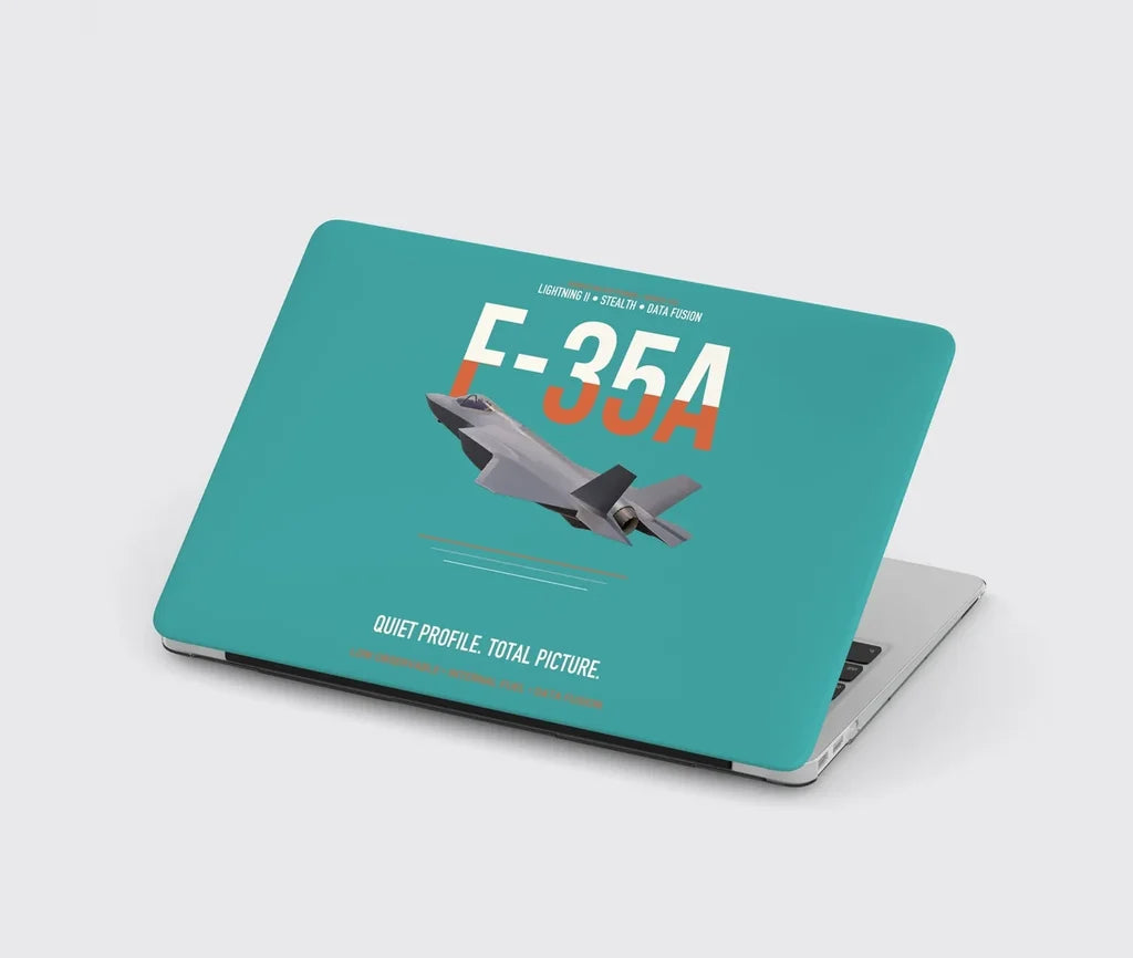 F-35A Lightning II Quiet Profile Total Picture design on turquoise MacBook case