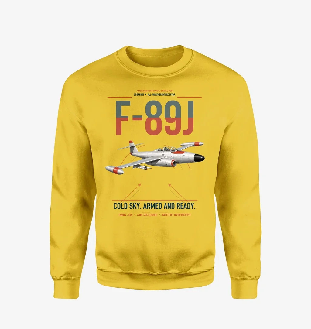 F-89J Scorpion design on yellow sweatshirt