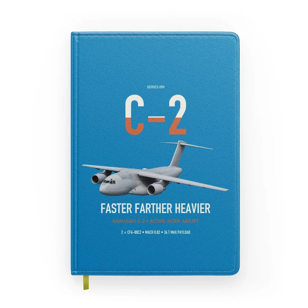 Kawasaki C-2 design on turquoise notebook