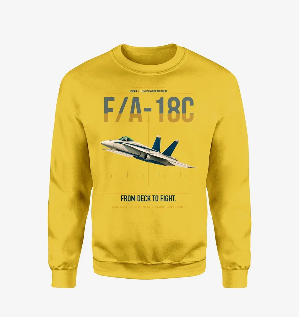 F-A-18C Hornet design on yellow sweatshirt