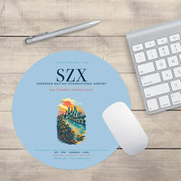Thumbnail for Shenzhen Bao'an International Airport (SZX) design on light blue round mouse pad