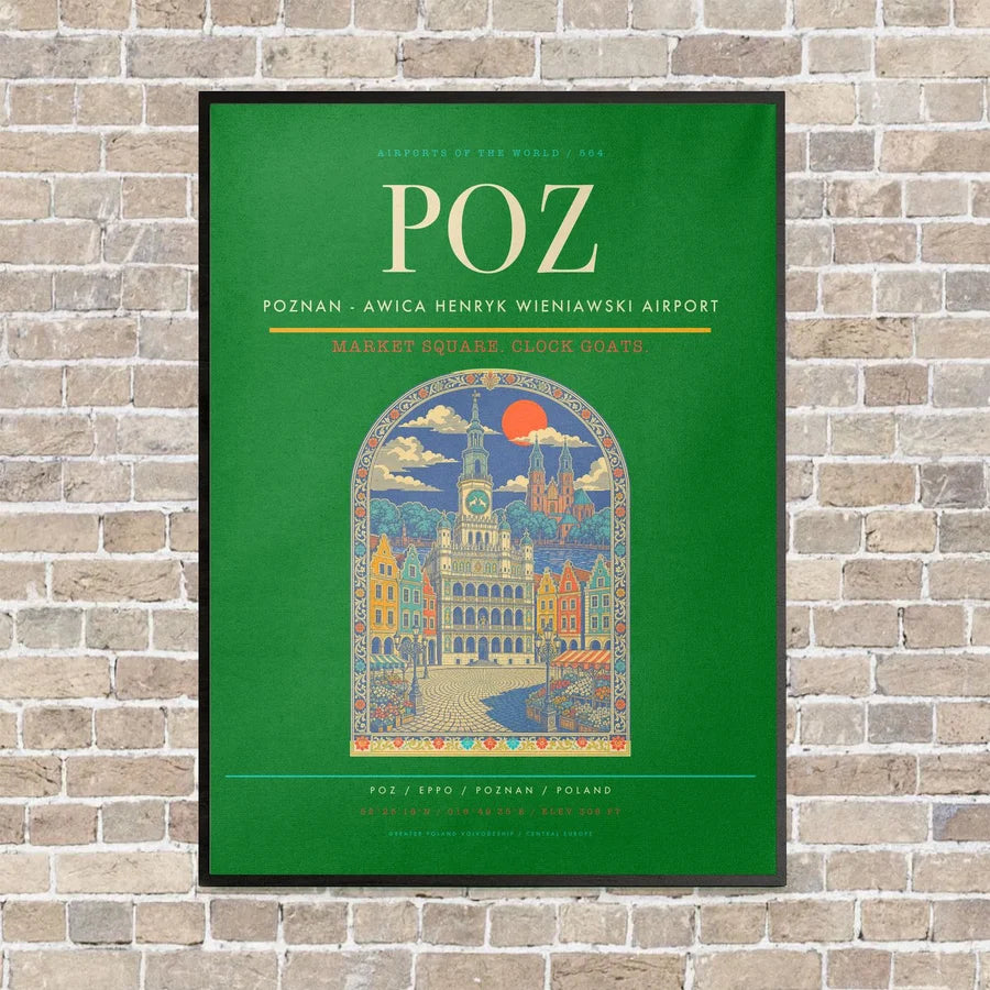 Poznan - awica Henryk Wieniawski Airport POZ - Canvas Framed - Green