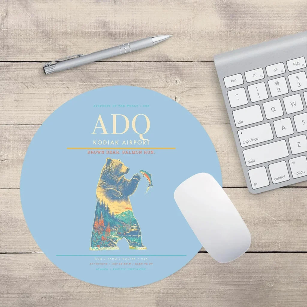 Kodiak Airport ADQ Mouse-Pad Round - Light Blue