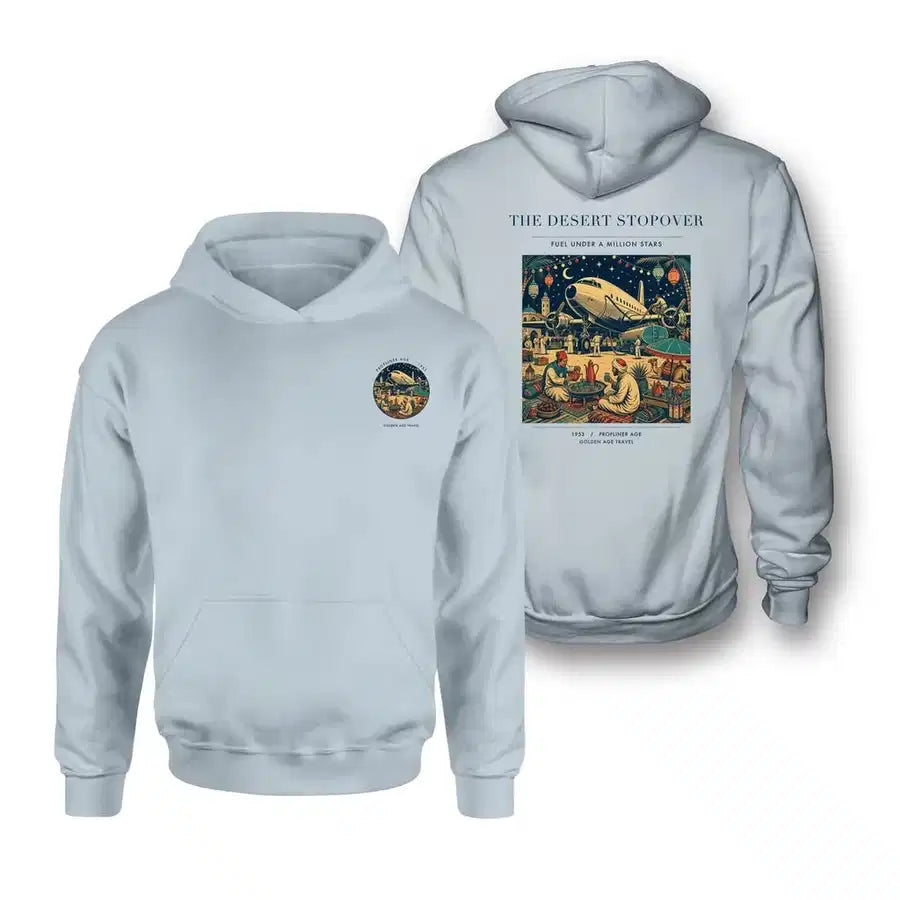 VINTAGE G4090 - The Desert Stopover - Double-Side Hoodie design on lightblue double side