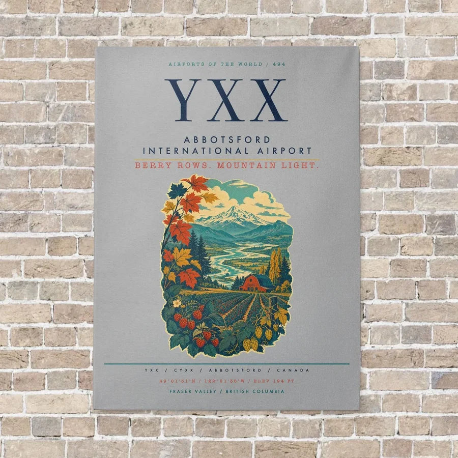 Abbotsford International Airport YXX vertical canvas print - no frame - light gray background