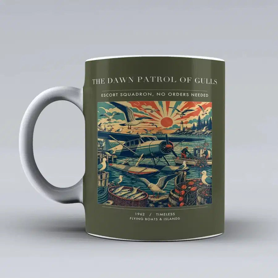 VINTAGE G4411 - The Dawn Patrol Of Gulls - Ceramic Mug design on greenarmy