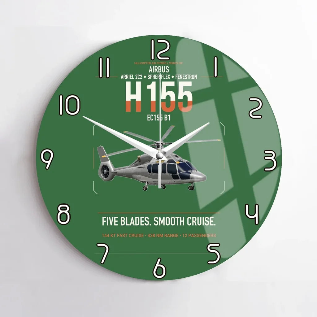 Airbus H155 EC155 B1 design on green no frame wall clock