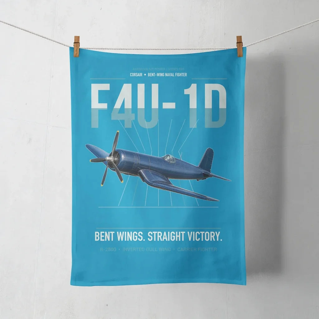 F4U-1D Corsair design on turquoise towel