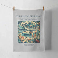 Thumbnail for VINTAGE G4065 - The Island Mailboat - Designed Towels design on lightgray