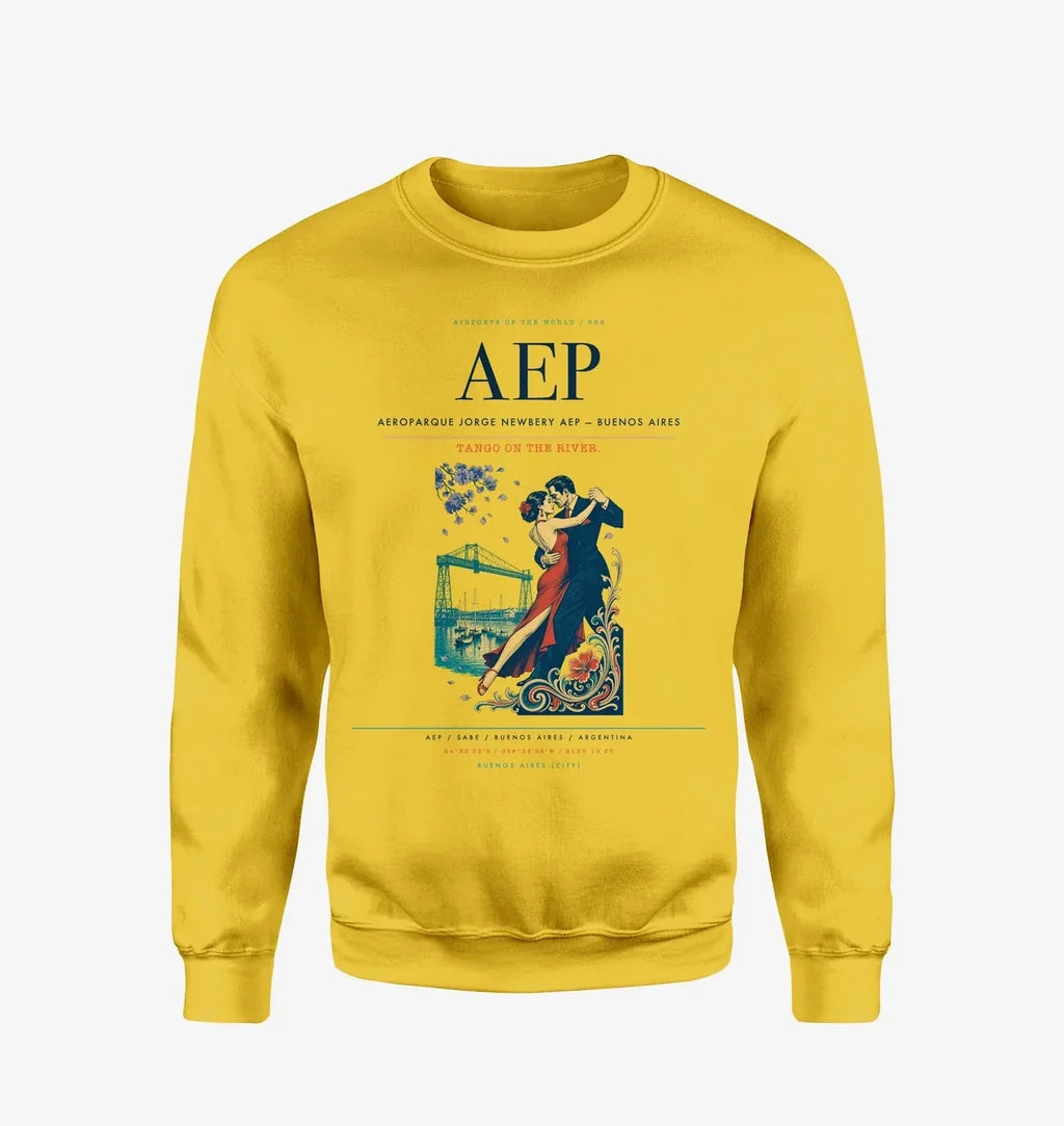 Aeroparque Jorge Newbery (AEP) design on yellow sweatshirt