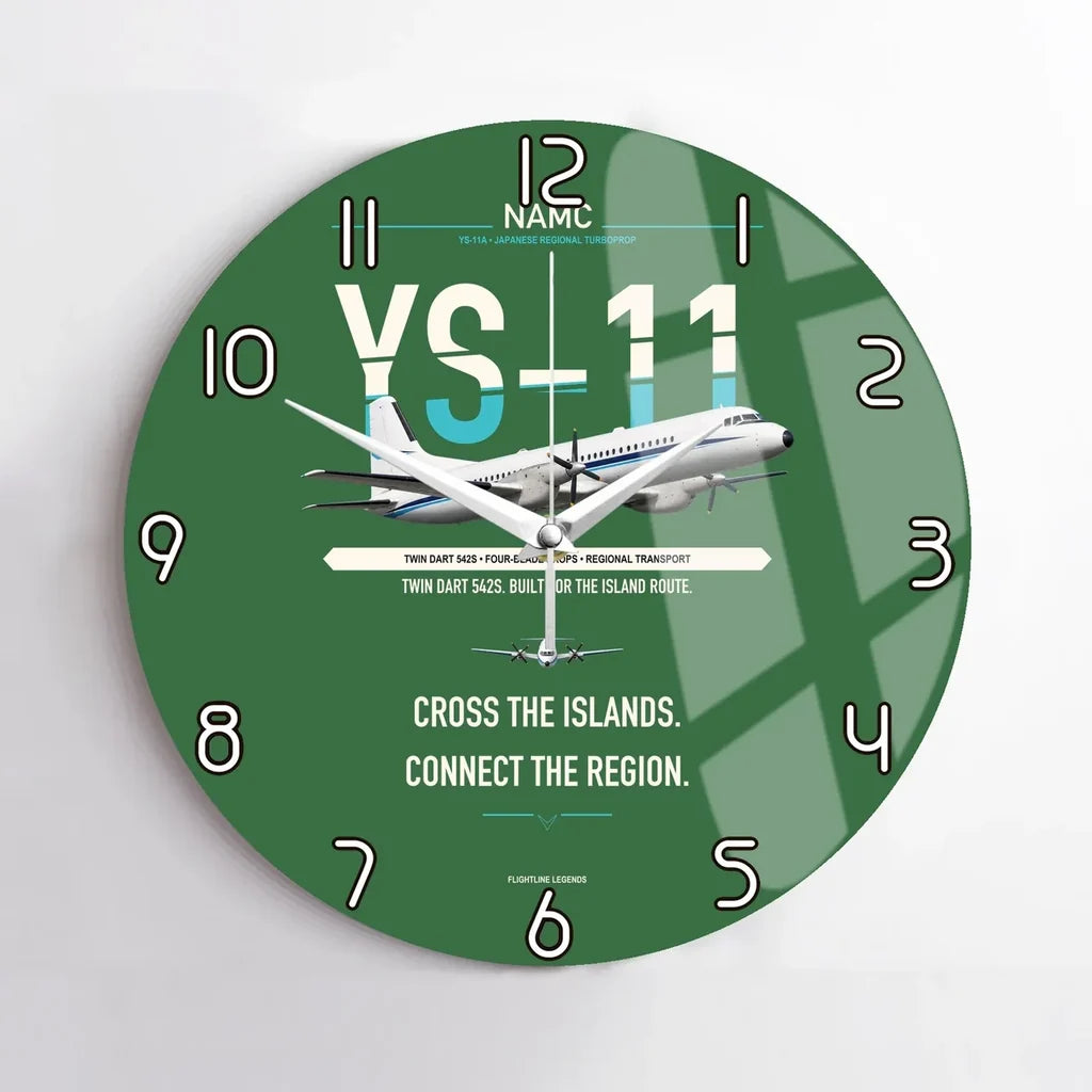 NAMC YS-11A design on green no frame wall clock